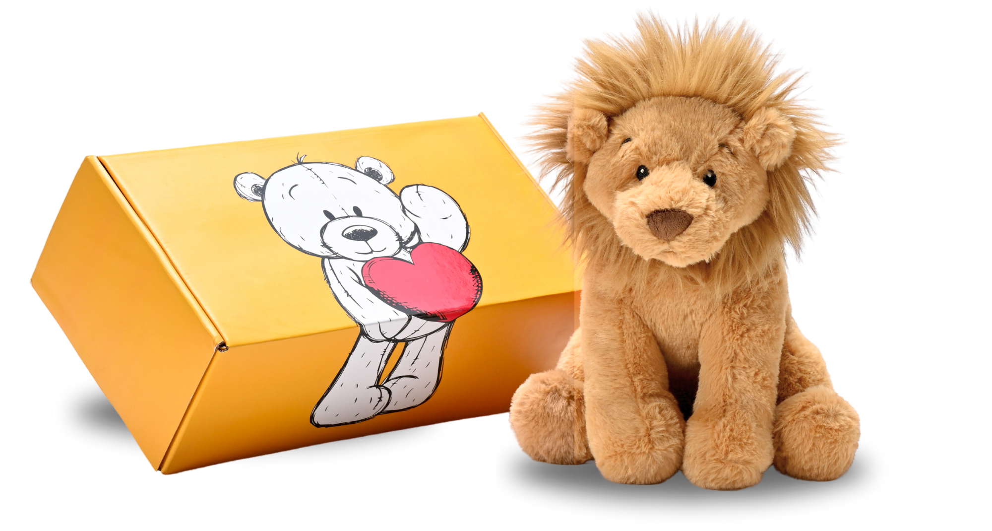 plush dubido lion with shipping box