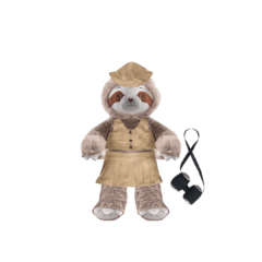 Sloth Plushie with Safari Outfit and Skirt