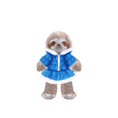 Sloth Plushie with Light Blue Coat and Skirt