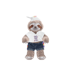 Sloth Plushie with Unicorn Hoodie and Jean Shorts