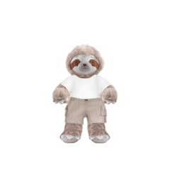 Sloth Plushie With White Shirt and Cargo Pants