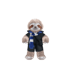 sloth plushie with blue wizard costume