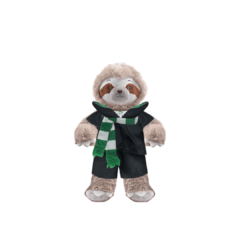 sloth plushie with green wizard costume