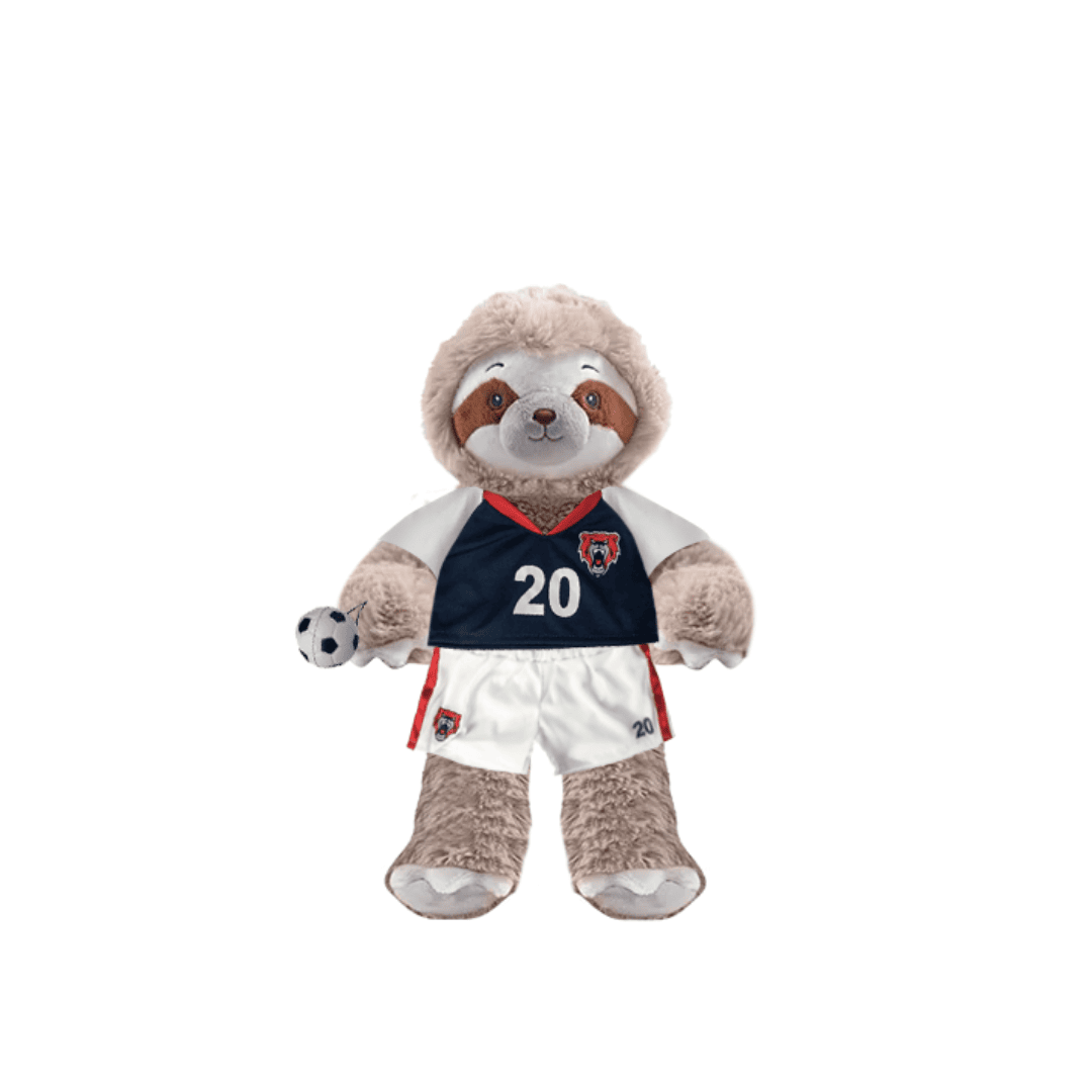 Sloth Plushie With Blue Soccer Outfit