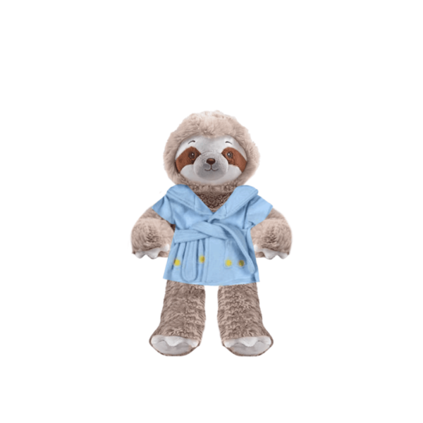 Sloth Plushie With Blue Bear Bathrobe