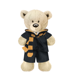 White Teddy Plushie With Yellow Wizard Costume