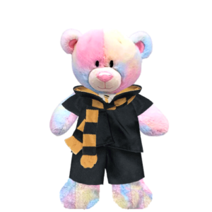 Rainbow Teddy Plushie With Yellow Wizard Costume