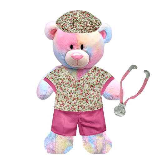 Rainbow Teddy Plushie with Nurse Outfit