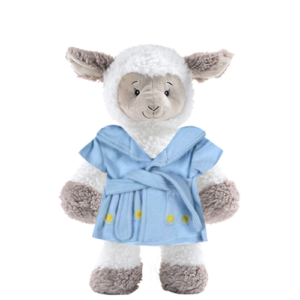 Sheep Plushie With Blue Bear Bathrobe