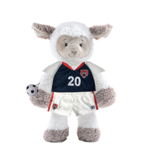 Sheep Plushie With Blue Soccer Outfit