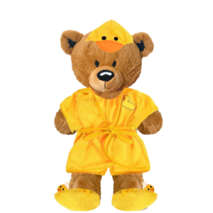 Brown Teddy Plushie With Duck Robe And Slippers
