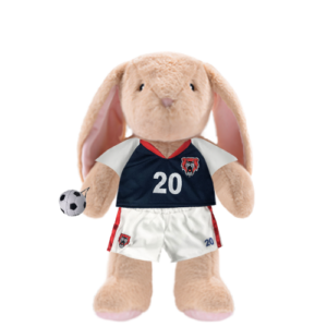 Bunny Plushie With Blue Soccer Outfit