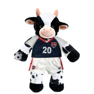 Cow Plushie With Blue Soccer Outfit