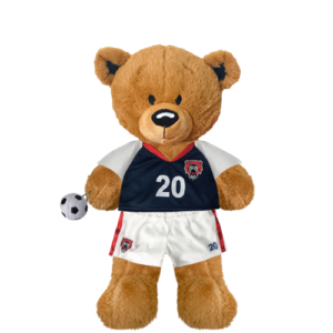 Brown Teddy Plushie With Blue Soccer Outfit