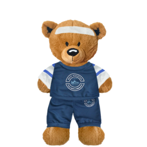 Stuffed plushie bear in workout outfit