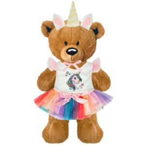 Brown Teddy Plushie With Unicorn Outfit