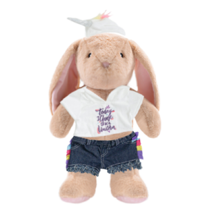 Bunny Plushie with Unicorn Hoodie and Jean Shorts