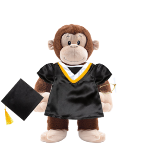 Monkey Plushie with Graduation Cap and Gown