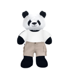 Panda Plushie With White Shirt and Cargo Pants