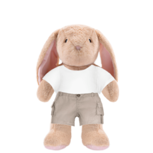 Bunny Plushie With White Shirt and Cargo Pants