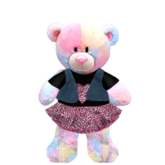 Rainbow Teddy Plushie With Wild Girl Outfit