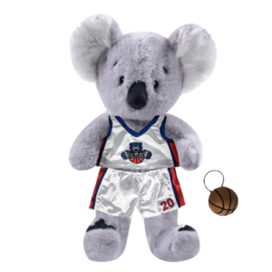 Kowala stuffed animal dressed as basketball player