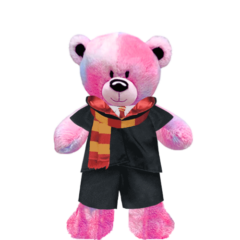 Pinky Teddy Plushie with Red Wizard Costume