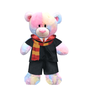 Rainbow Teddy Plushie with Red Wizard Costume