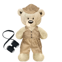 White Teddy Plushie with Safari Outfit and Pants