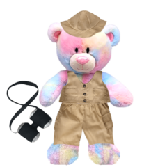 Rainbow Teddy Plushie with Safari Outfit and Pants