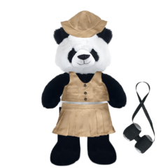 Panda Plushie with Safari Outfit and Skirt