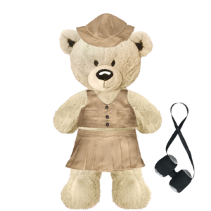 White Teddy Plushie with Safari Outfit and Skirt