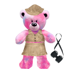 Pinky Teddy Plushie with Safari Outfit and Skirt