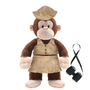 Monkey Plushie with Safari Outfit and Skirt