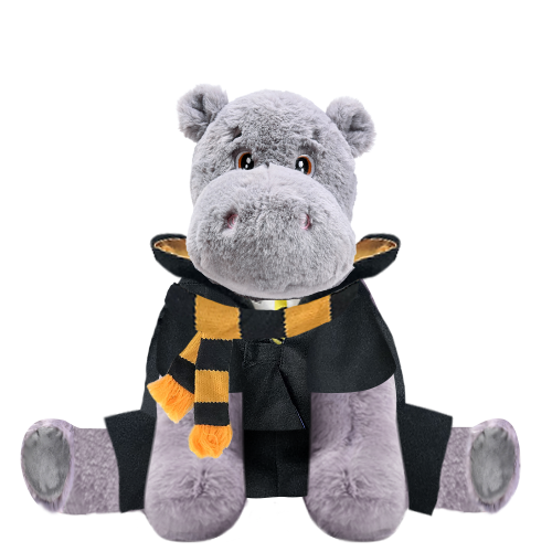 Hippo Plushie With Yellow Wizard Costume