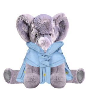 Elephant Plushie With Blue Bear Bathrobe
