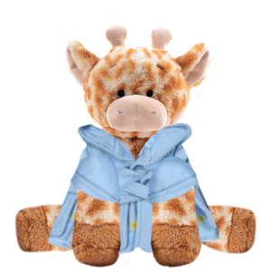 Giraffe Plushie With Blue Bear Bathrobe