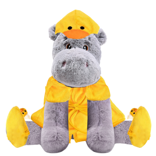 Hippo Plushie With Duck Robe And Slippers