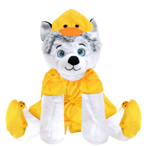 Husky Plushie With Duck Robe And Slippers