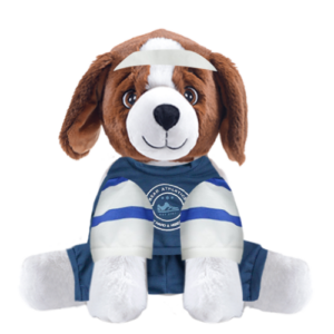 Brown Dog Plushie with Athletic Outfit