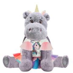 Hippo Plushie With Unicorn Outfit