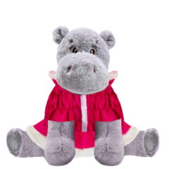 Hippo Plushie with Hot Pink Coat and Skirt