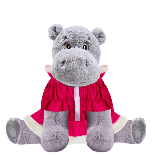 Hippo Plushie with Hot Pink Coat and Skirt