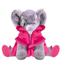 Elephant Plushie With Pink Robe and Sandals