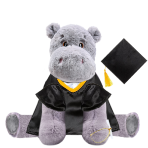 Hippo Plushie with Graduation Cap and Gown