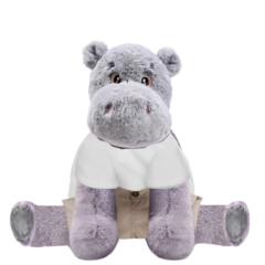 Hippo Plushie With White Shirt and Cargo Pants