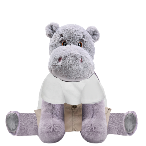 Hippo Plushie With White Shirt and Cargo Pants