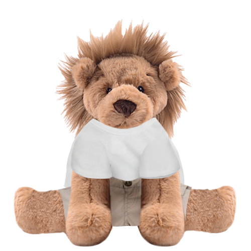 Lion Plushie With White Shirt and Cargo Pants