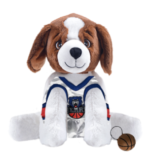 Brown Dog Plushie with Basketball Uniform