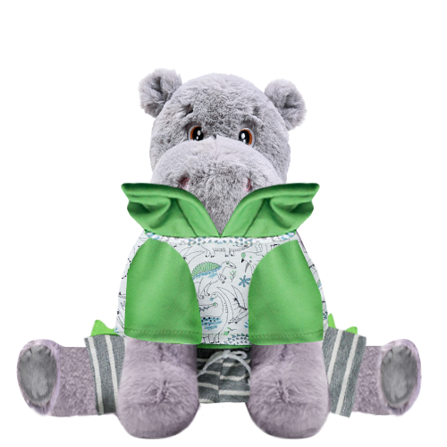 Hippo Plushie with Dino Hoodie and Shorts